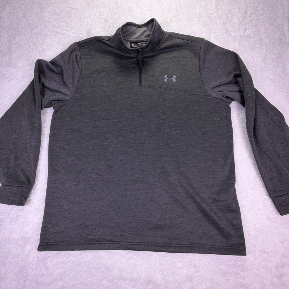 Under Armour ColdGear Mens 2XL Fleece Lined 1/4 Zip Pullover Dark Gray Loose Fit